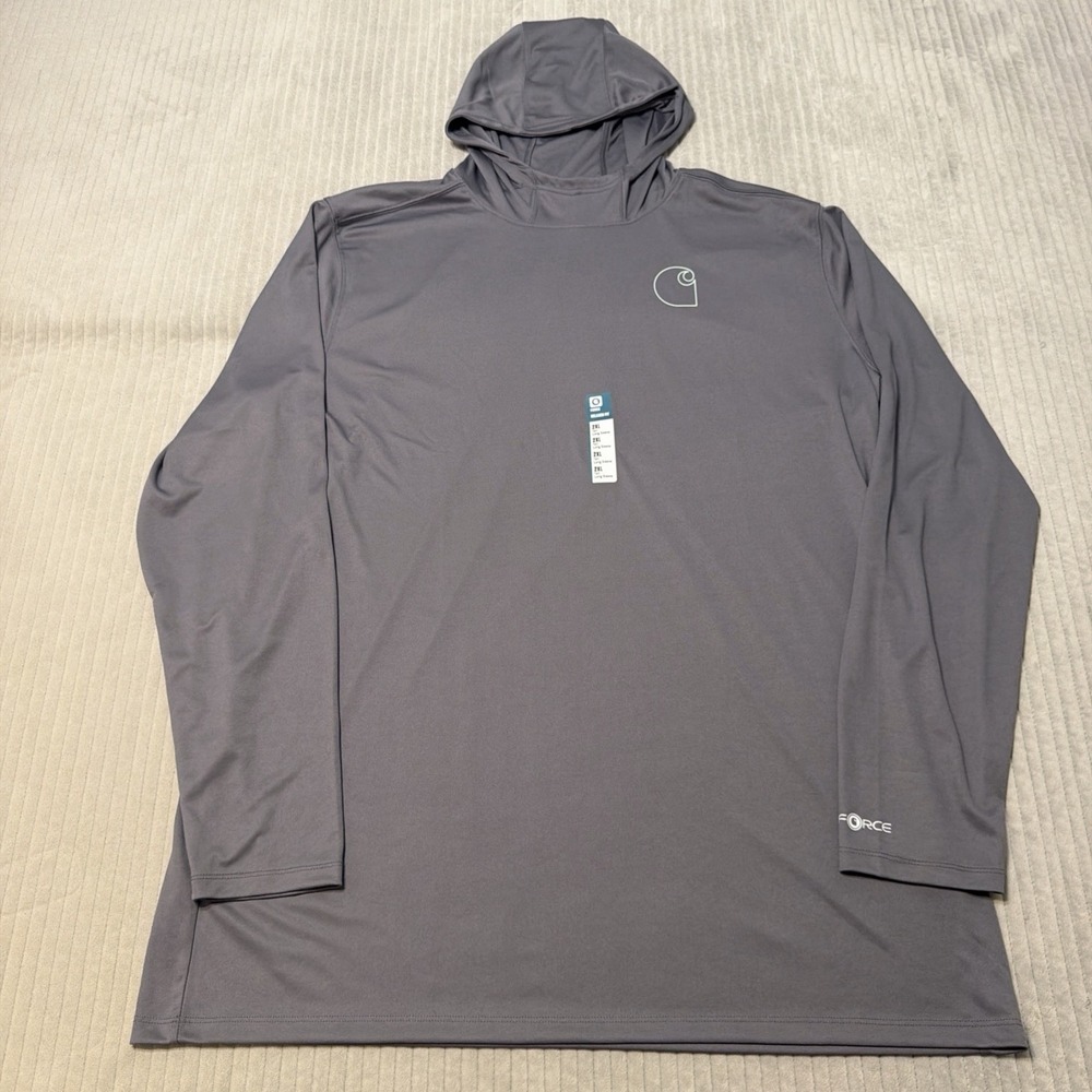 Carhartt Force Sun Defender Men's 2XLT Gray Relaxed Logo Pullover LS Hoodie